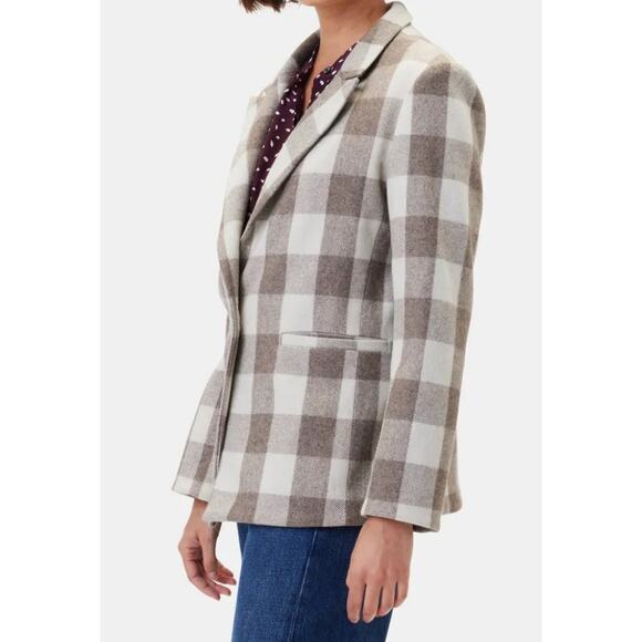 Amour Vert Tobie Single Breasted Blazer in Natural Buffalo Check - Picture 2 of 11